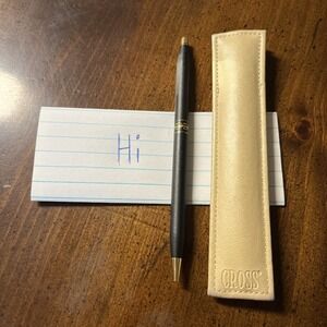 Cross Ladies Classic Century Matte Black & Gold Pen With Pouch - Blue Ink